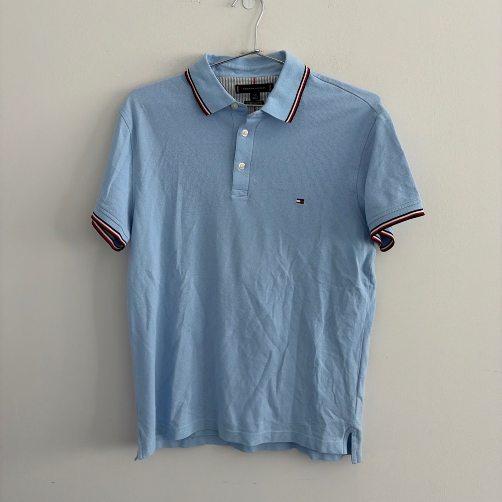 Tommy Hilfiger The 1985 Polo Shirt Slim Fit Light Blue Mens Large
